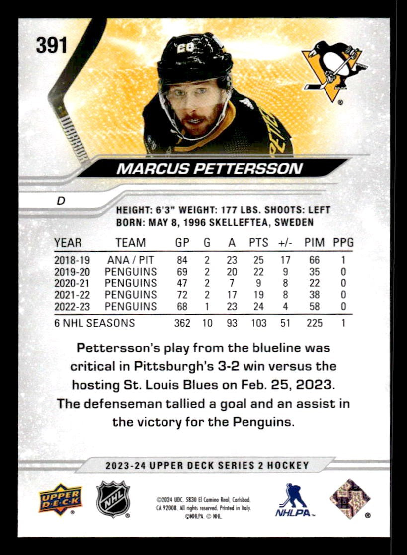 2023-24 Upper Deck #391 Marcus Pettersson