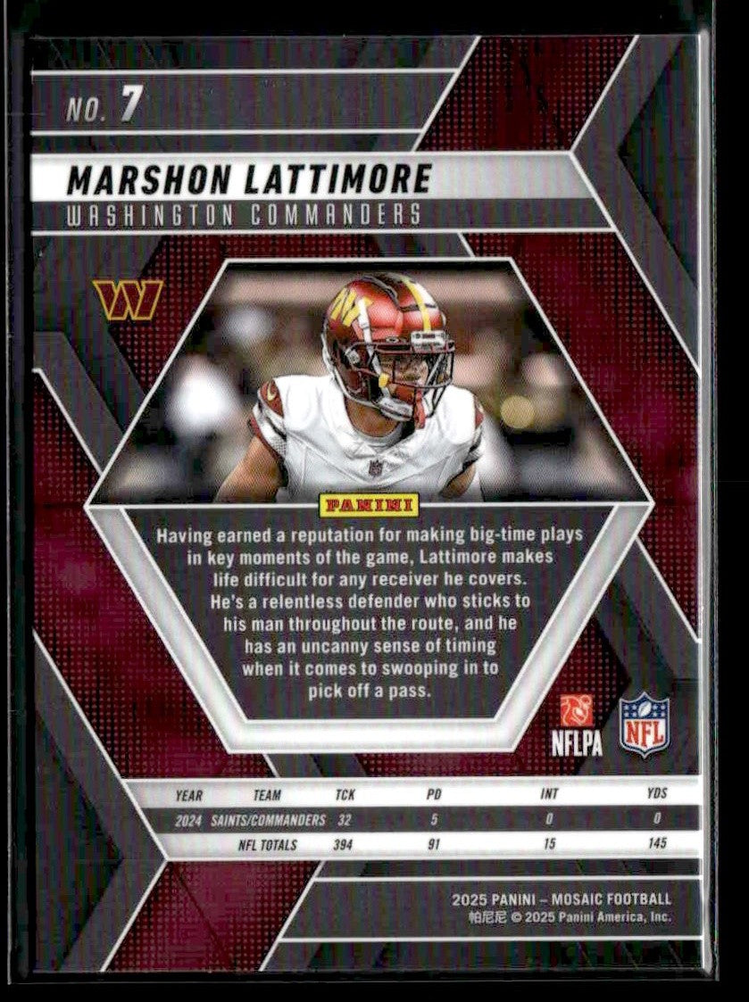 2025 Panini Mosaic #7 Marshon Lattimore
