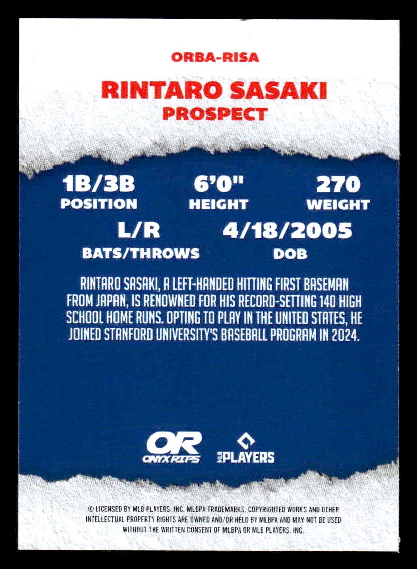 2025 Onyx Rips #ORBA-RISA Rintaro Sasaki