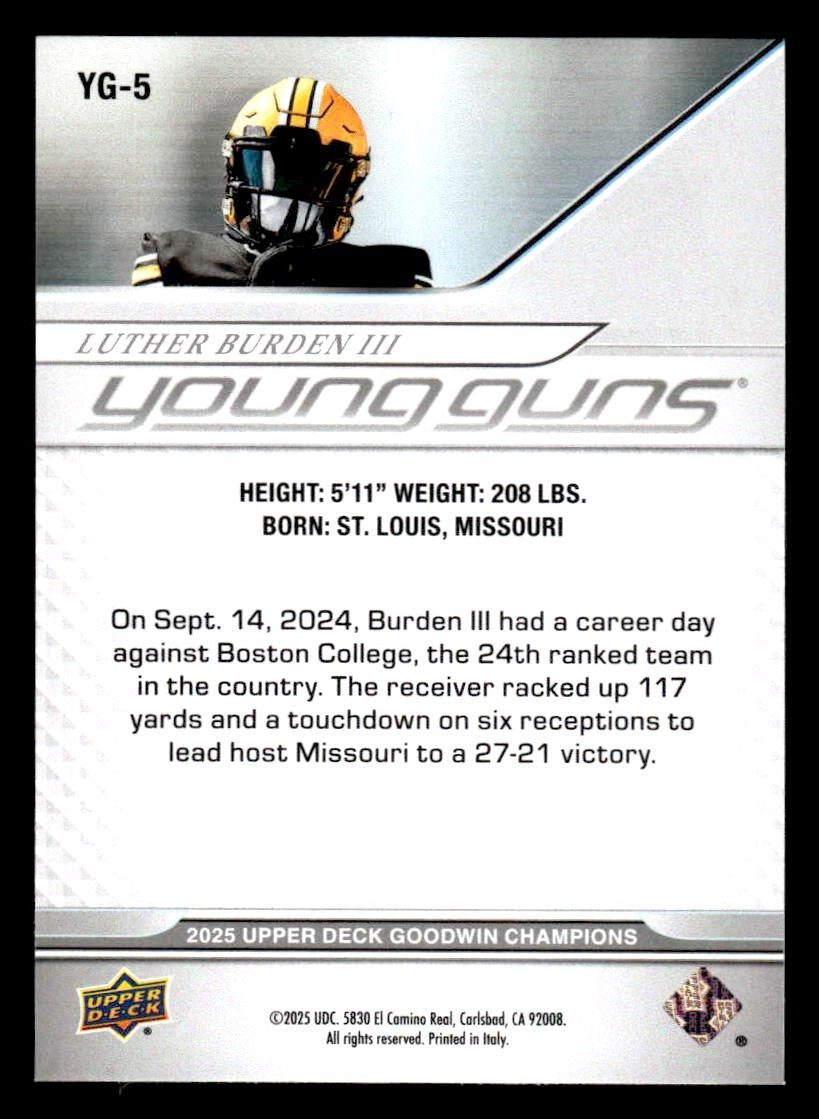 2025 Upper Deck Goodwin Champions #YG-5 Luther Burden III Young Guns