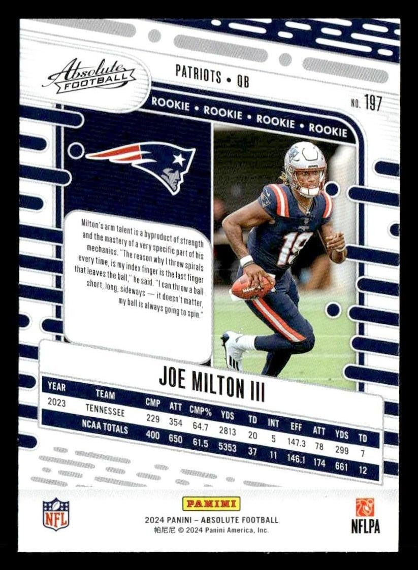 2024 Panini Absolute #197 Joe Milton III Retail