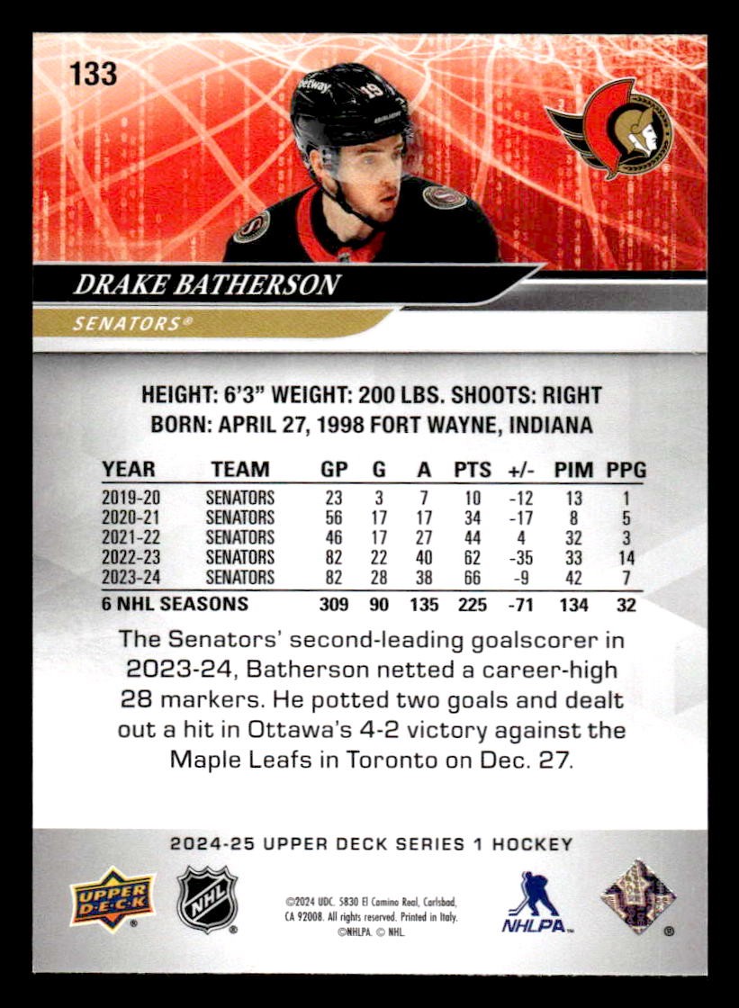 2024-25 Upper Deck #133 Drake Batherson