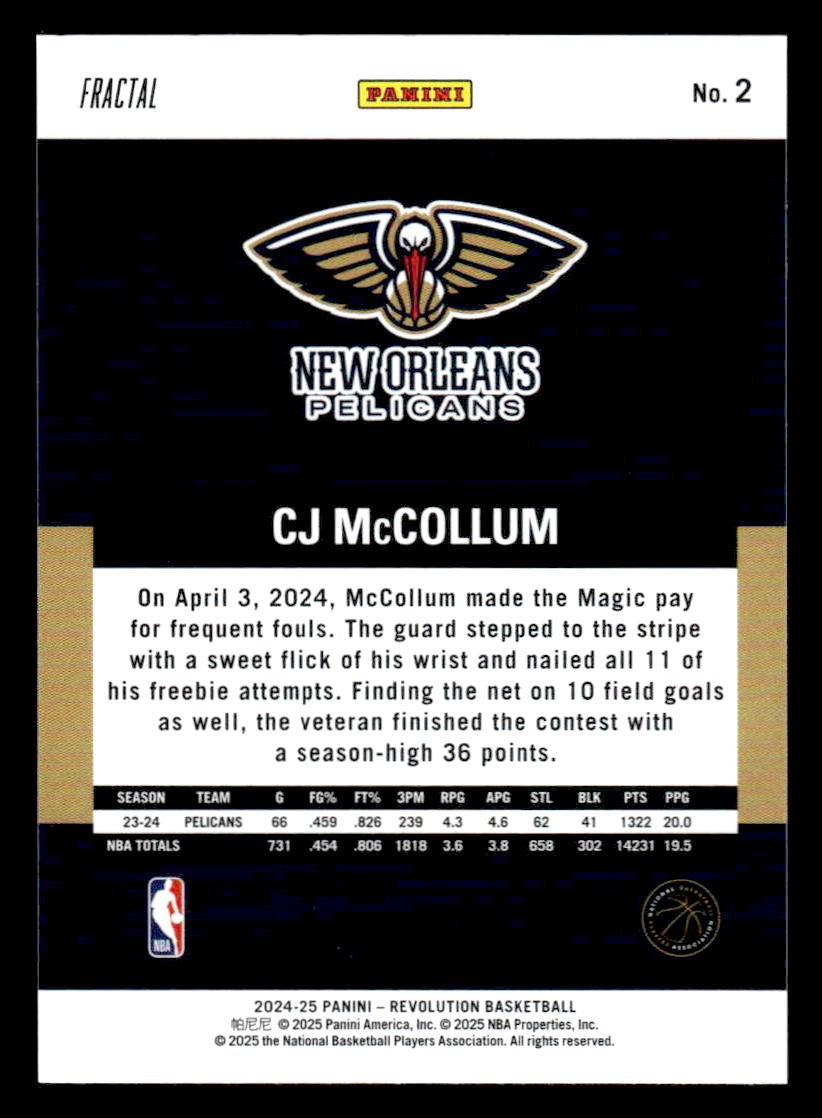 2024-25 Panini Revolution #2 CJ McCollum Fractal