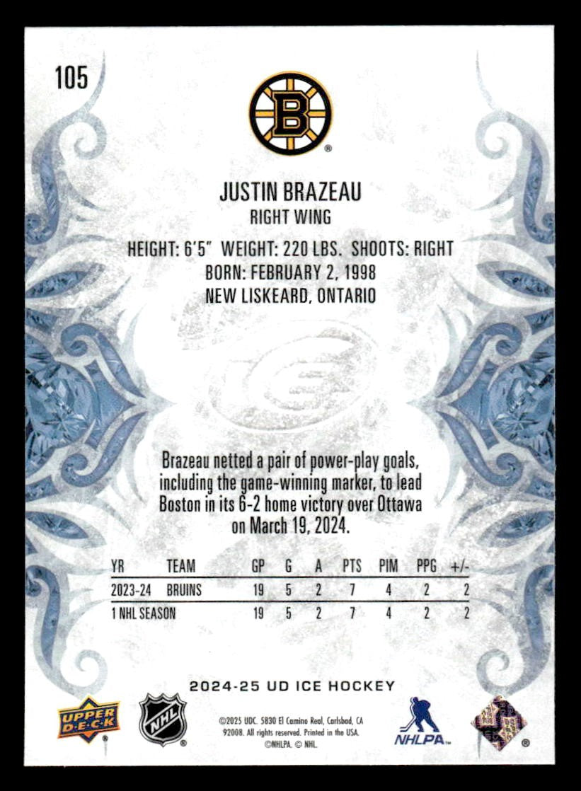 2024-25 Upper Deck Ice #105 Justin Brazeau