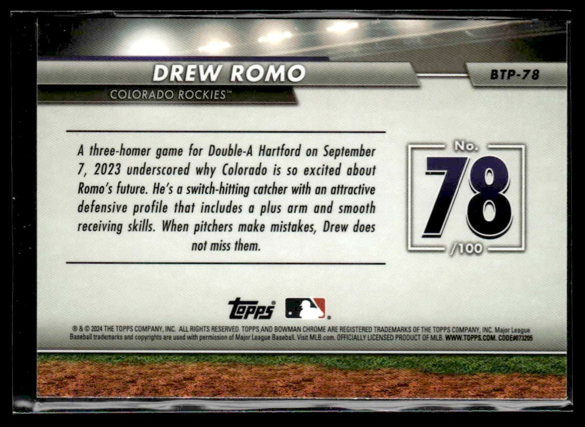2024 Bowman #BTP-78 Drew Romo Bowman Scouts' Top 100