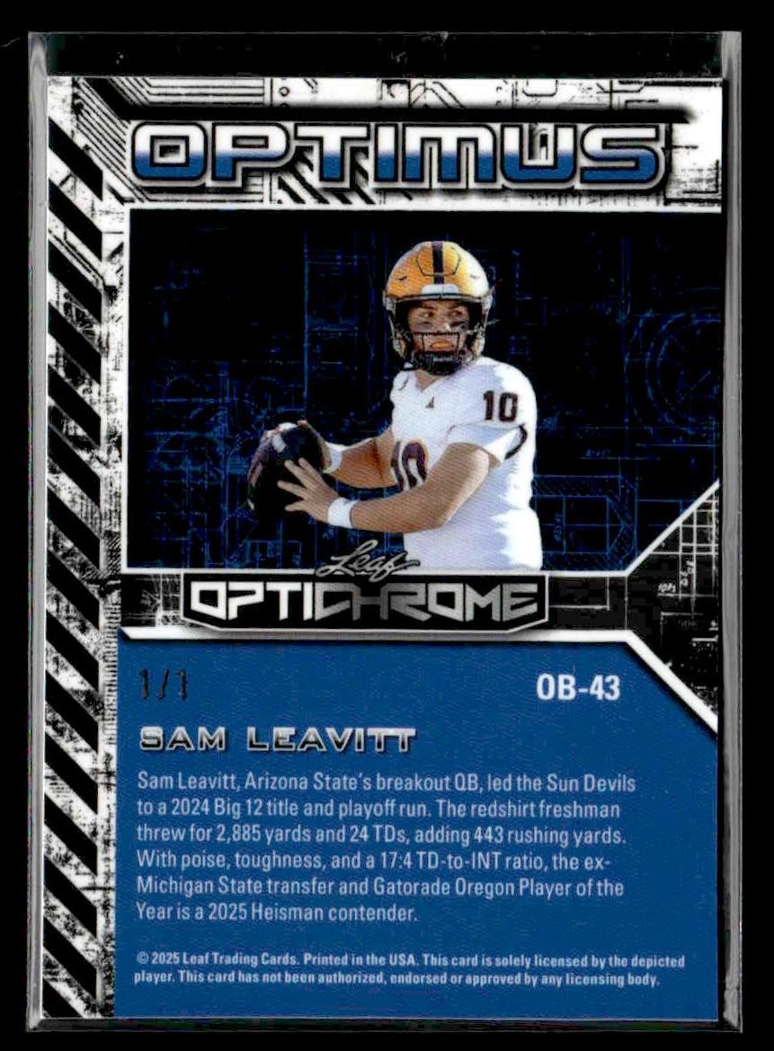 2025 Leaf Optichrome #OB-43 Sam Leavitt Optimus #1/1