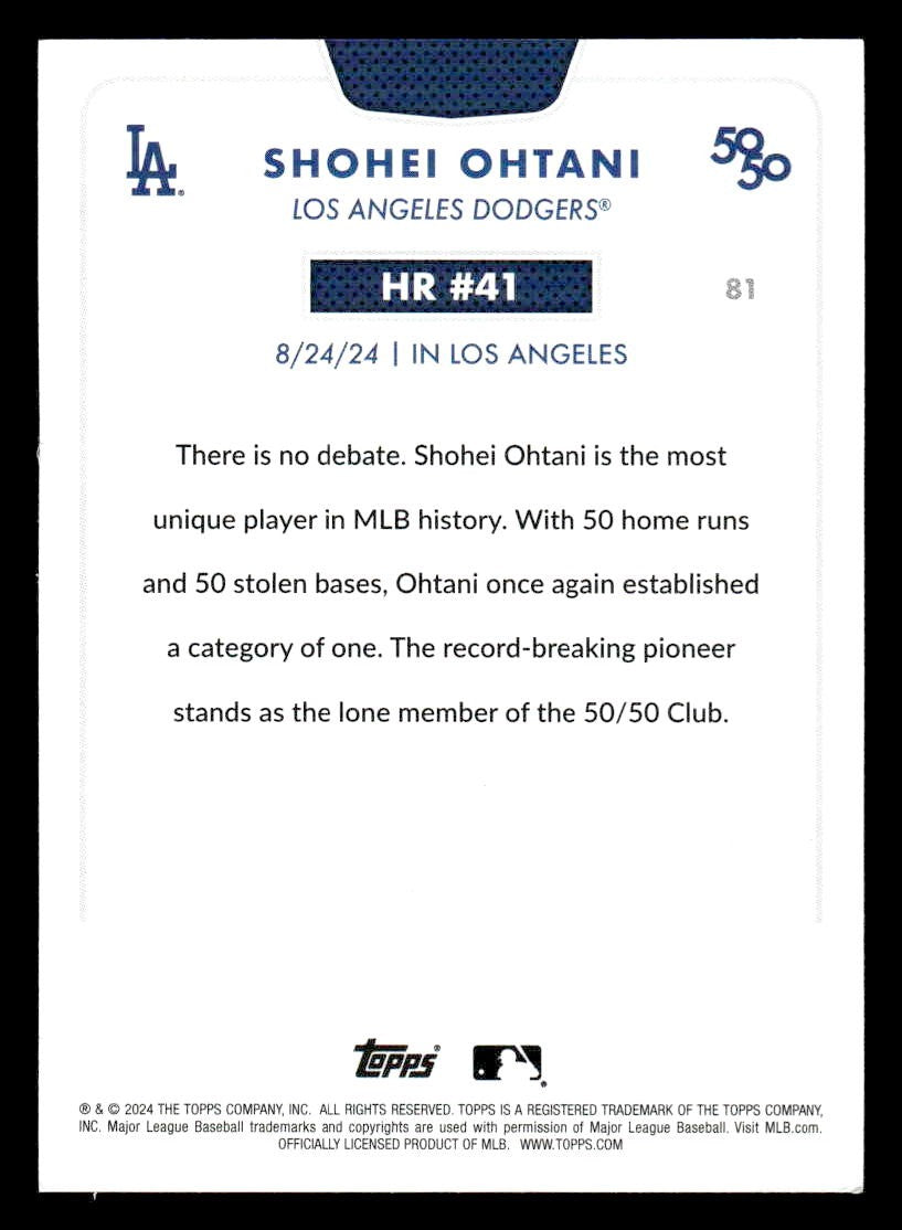 2024 Topps 50/50: Shohei Ohtani #81 Shohei Ohtani