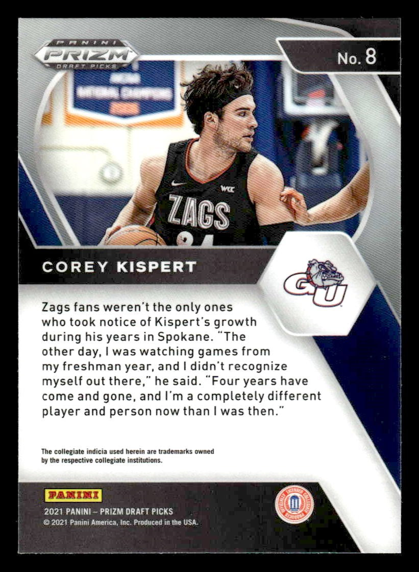 2021 Panini Prizm Draft Picks #8 Corey Kispert