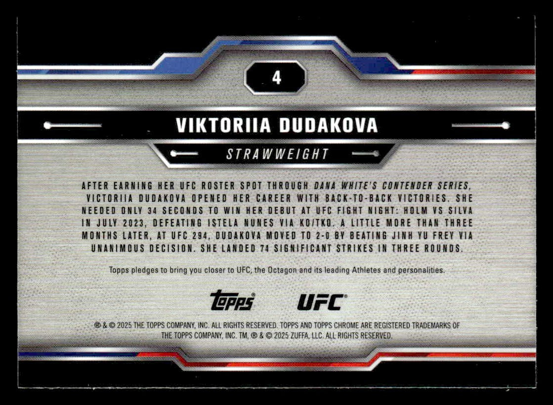 2025 Topps Chrome UFC #4 Viktoriia Dudakova Sepia Refractor