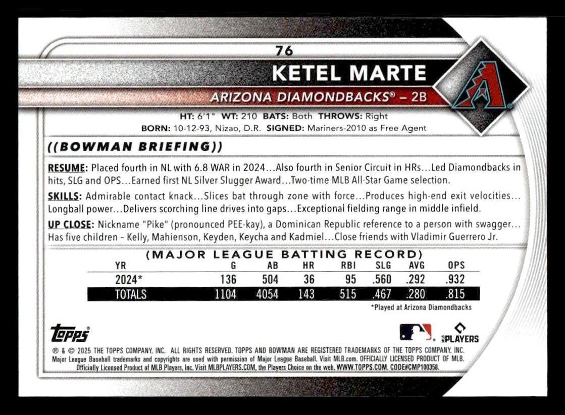2025 Bowman #76 Ketel Marte