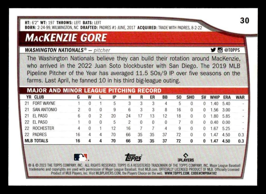 2023 Topps Big League #30 MacKenzie Gore