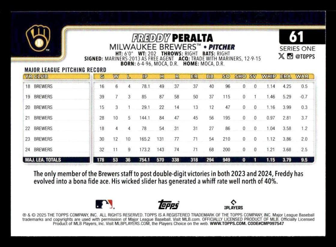 2025 Topps #61 Freddy Peralta