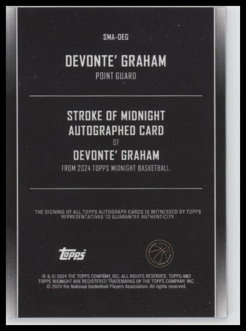 2023-24 Topps Midnight #SMA-DEG Devonte' Graham Stroke of Midnight Autographs