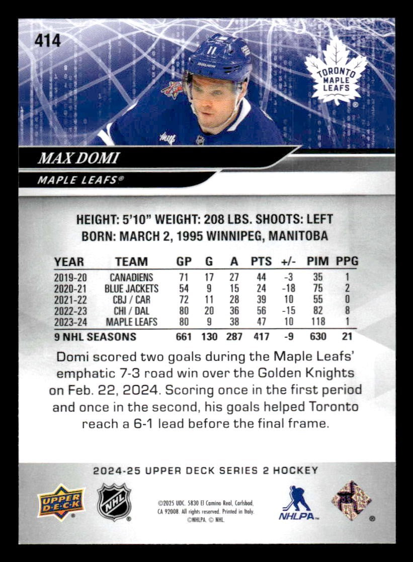 2024-25 Upper Deck #414 Max Domi