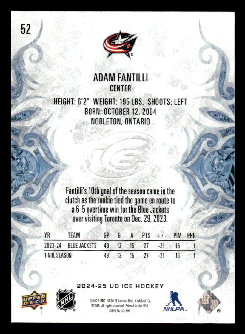 2024-25 Upper Deck Ice #52 Adam Fantilli