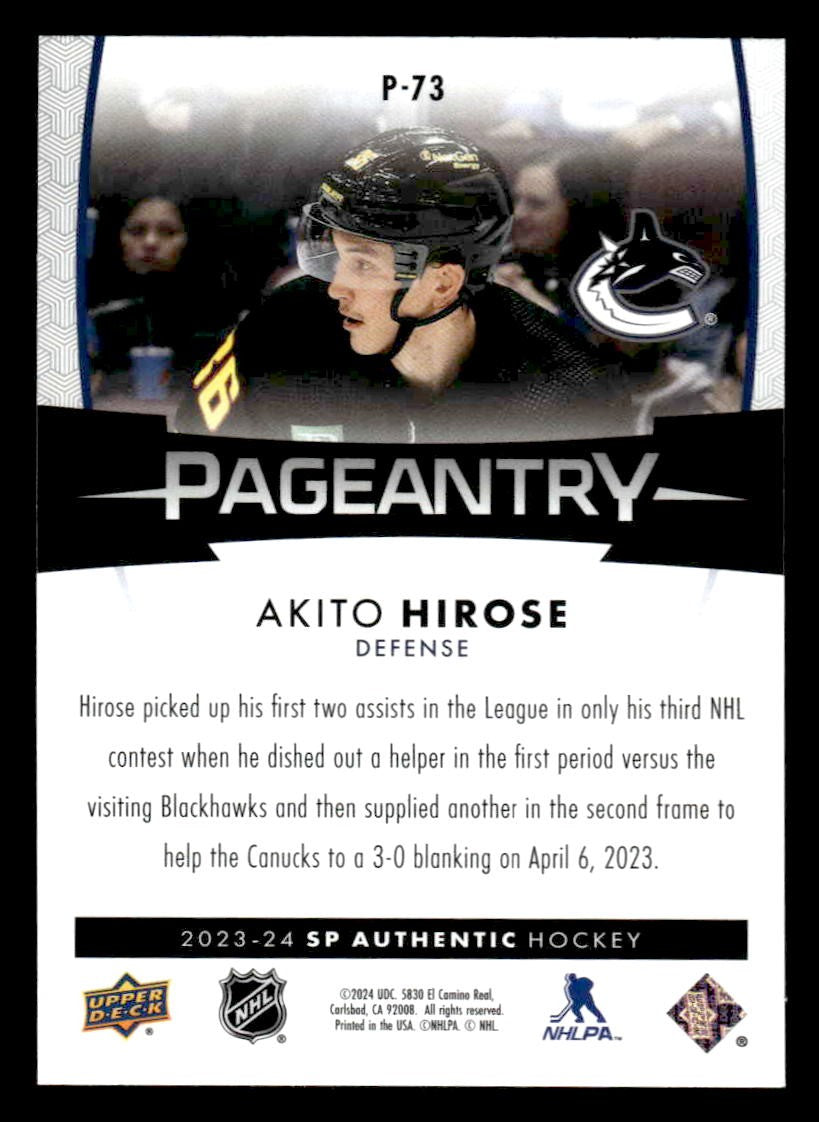 2023-24 SP Authentic #P-73 Akito Hirose Pageantry