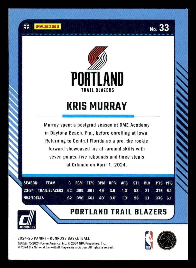 2024-25 Donruss #33 Kris Murray