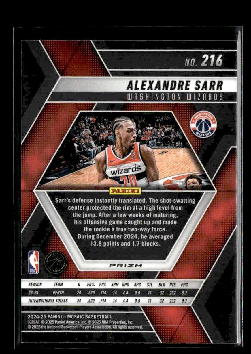 2024-25 Panini Mosaic #216 Alexandre Sarr Fast Break Silver Mosaic