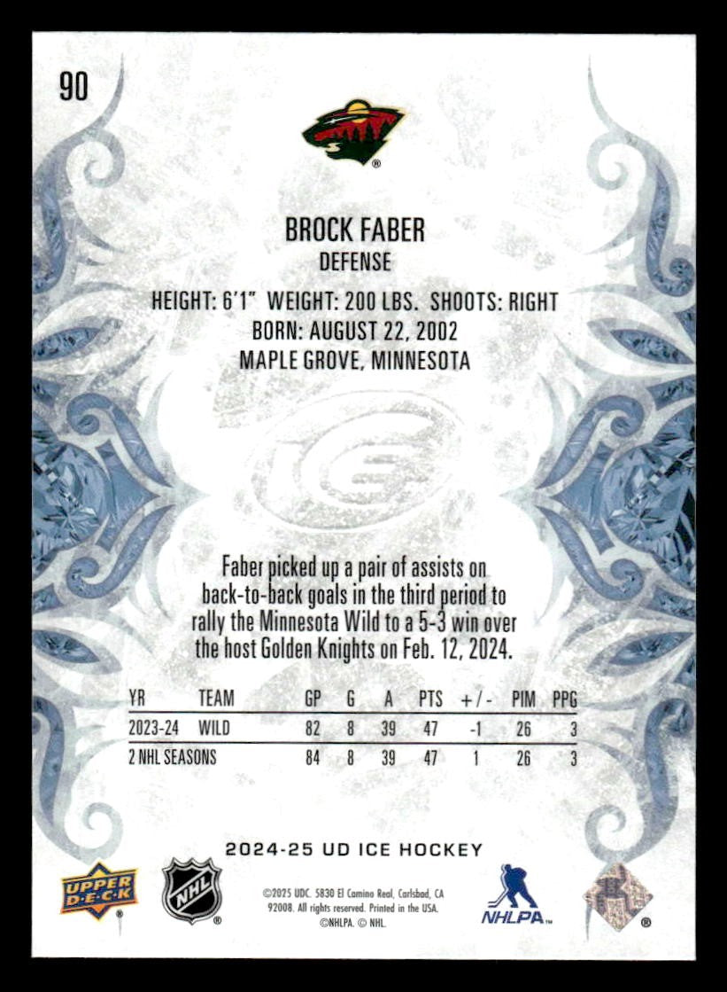 2024-25 Upper Deck Ice #90 Brock Faber