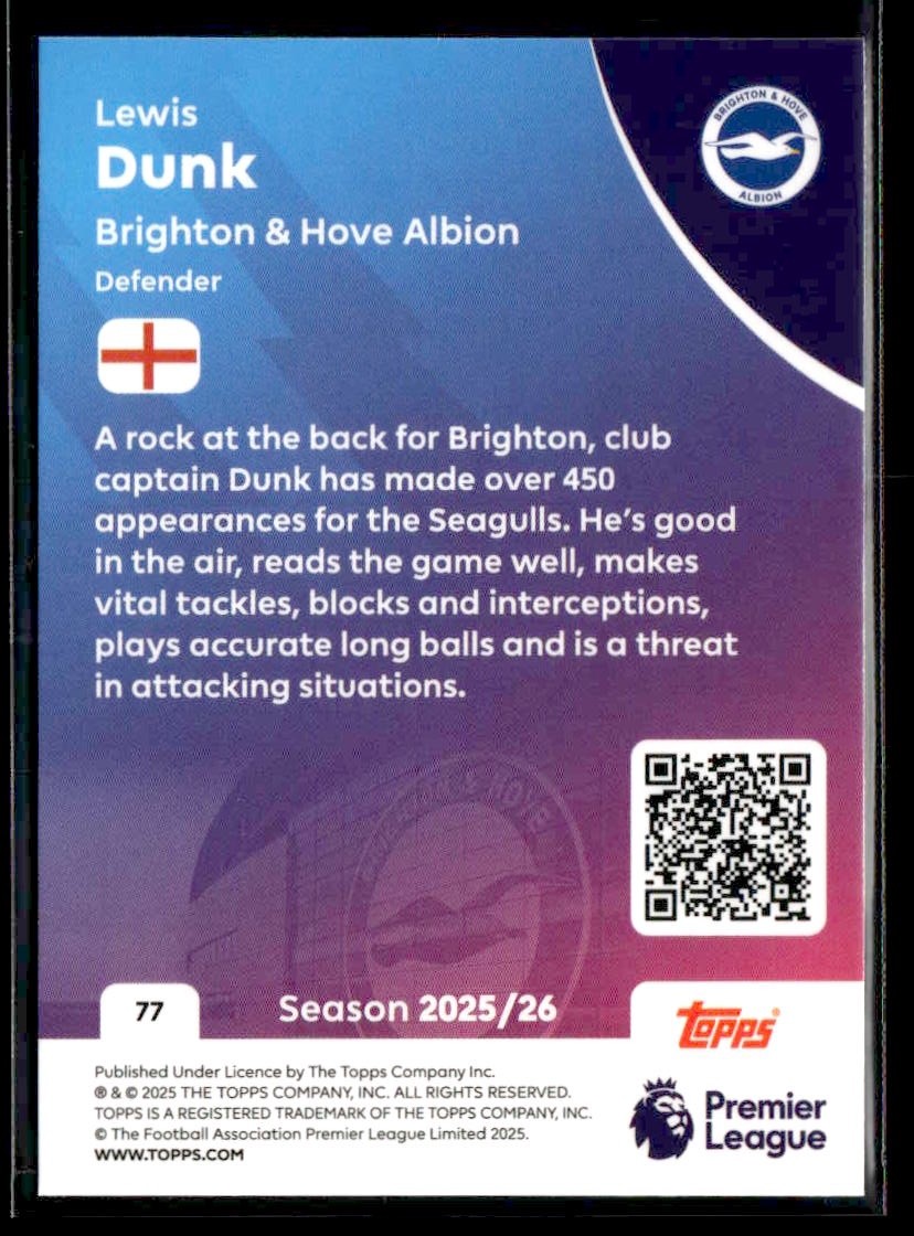 2025-26 Topps Premier League #77 Lewis Dunk