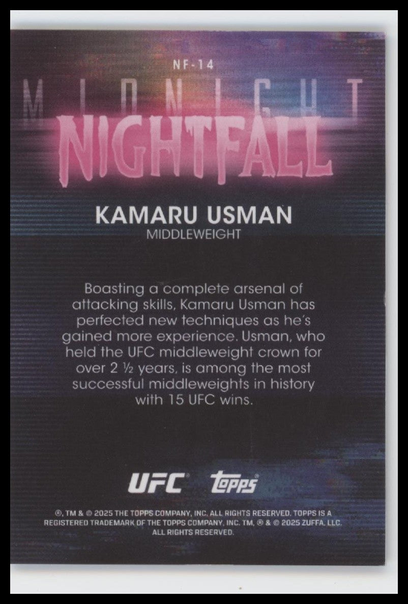 2025 Topps Midnight UFC #NF-14 Kamaru Usman Nightfall Dusk