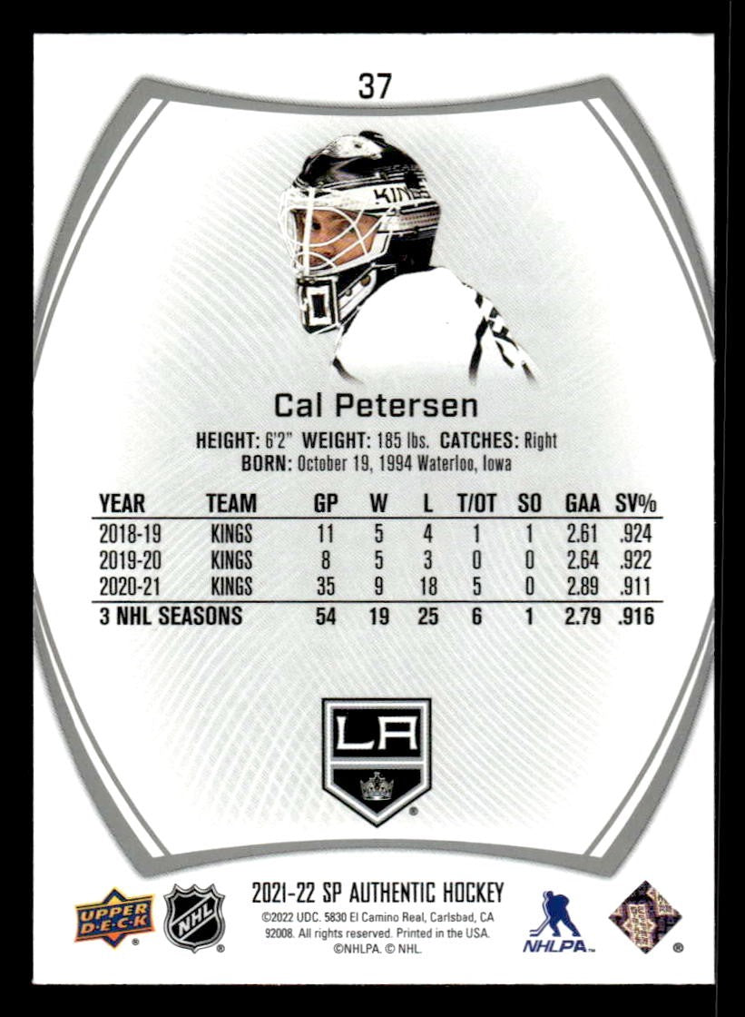 2021-22 SP Authentic #37 Cal Petersen