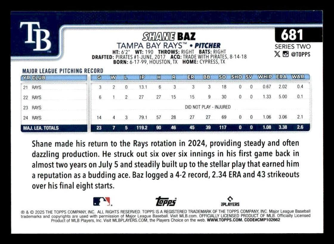 2025 Topps #681 Shane Baz