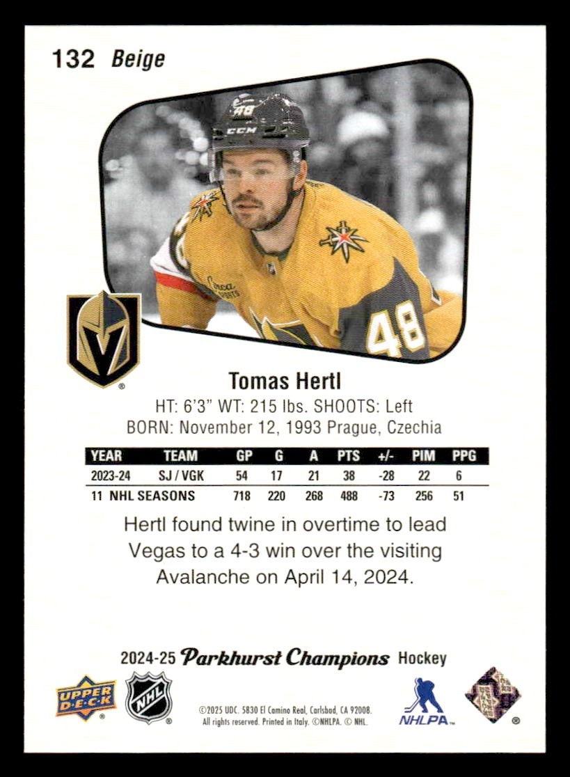 2024-25 Parkhurst Champions #132 Tomas Hertl