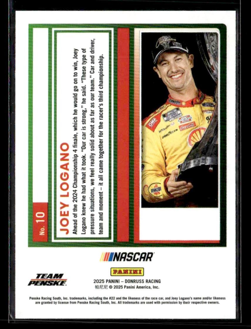 2025 Donruss #10 Joey Logano