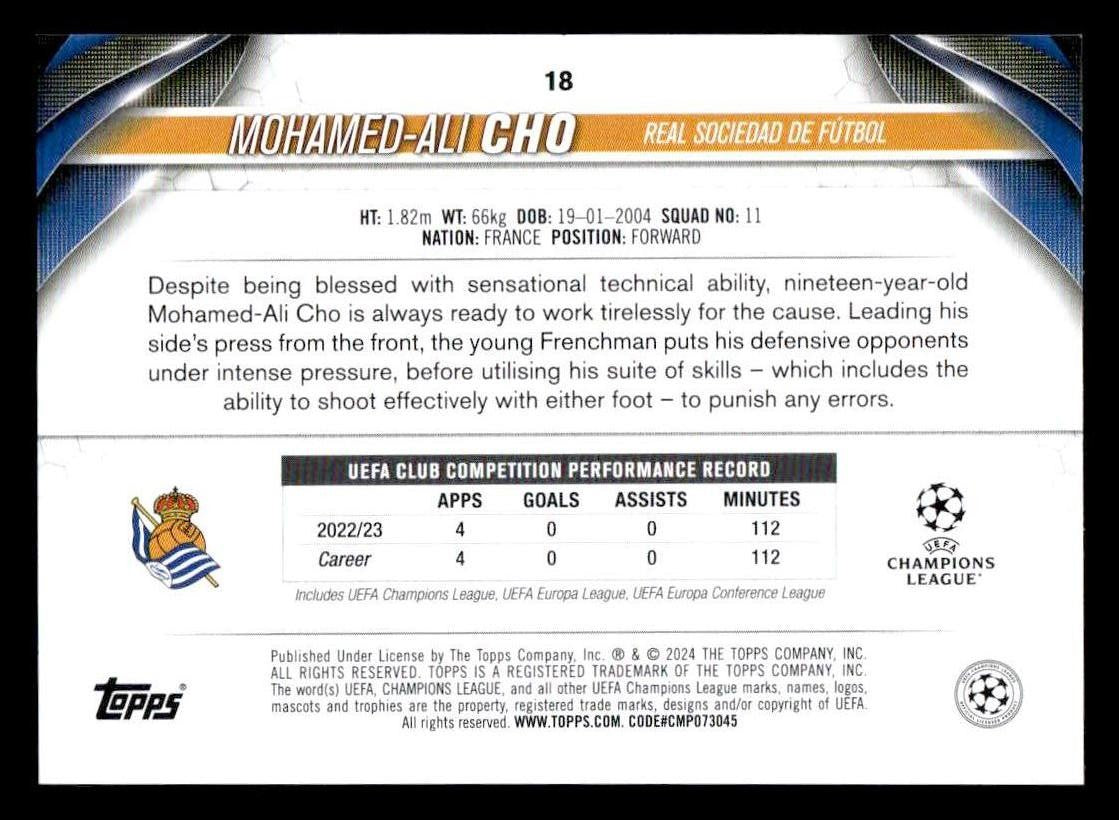 2023-24 Topps Jade Edition UEFA Club Competitions #18 Mohamed-Ali Cho