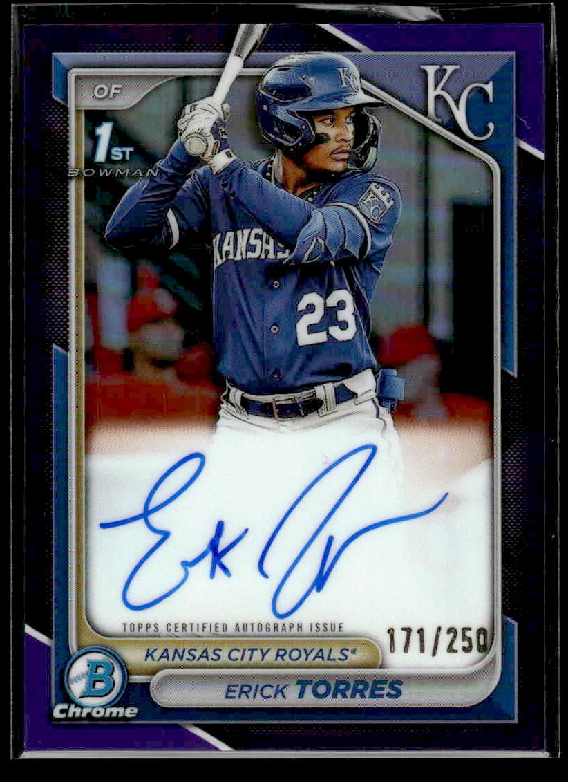 2024 Bowman #CPA-ET Erick Torres Chrome Prospects Autos Purple Refractors #/250