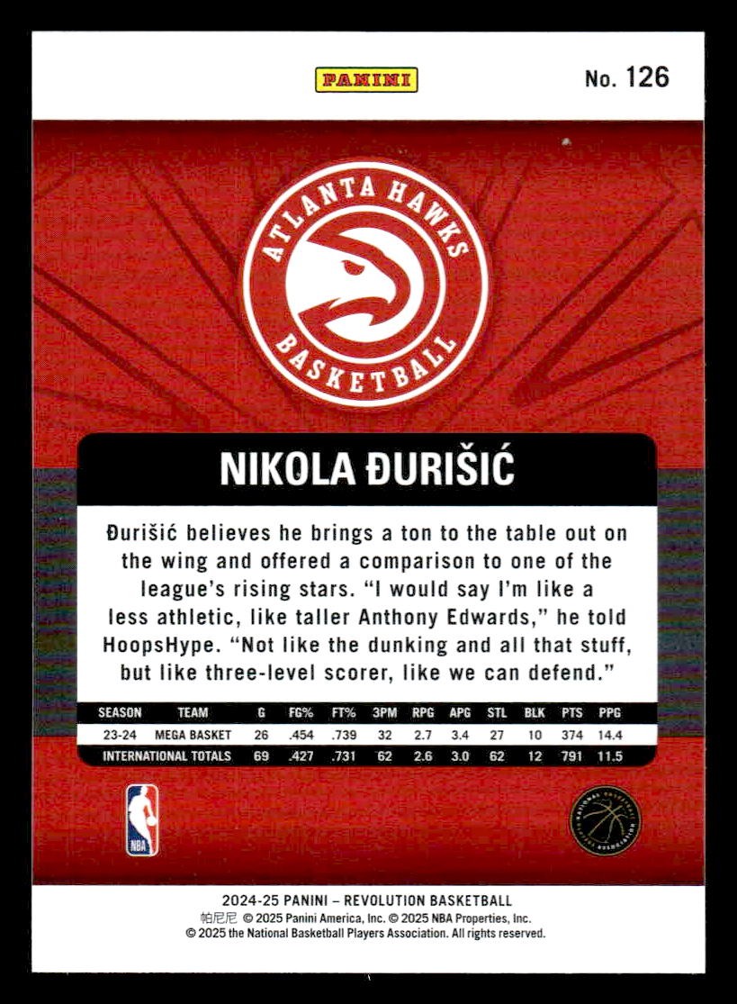 2024-25 Panini Revolution #126 Nikola Durisic