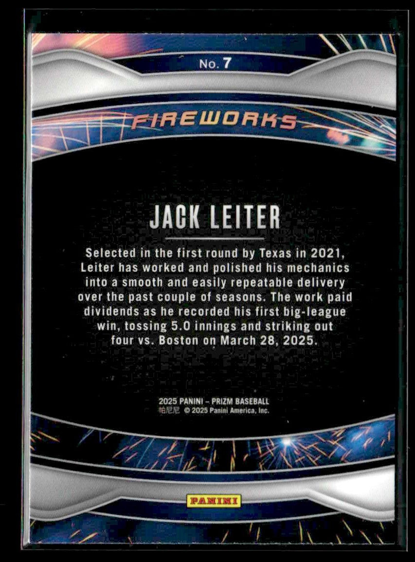 2025 Panini Prizm #7 Jack Leiter Fireworks