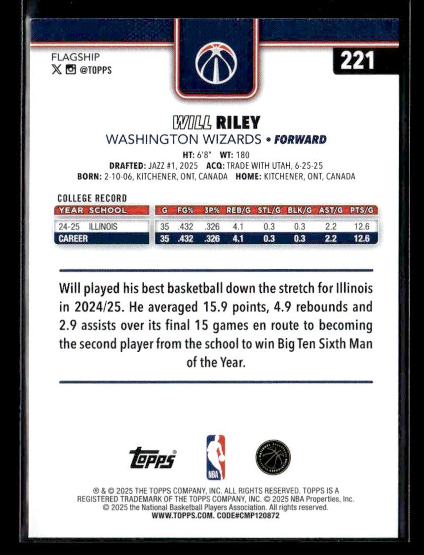 2025-26 Topps #221 Will Riley