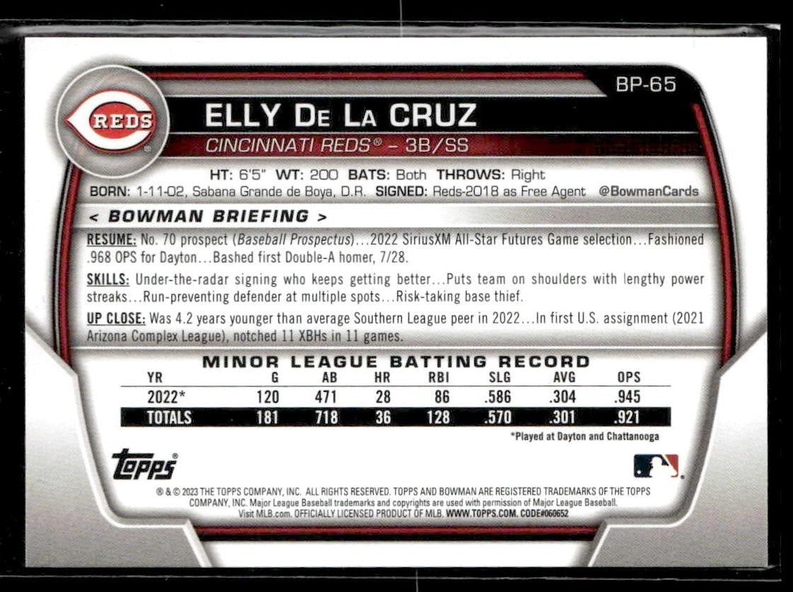 2023 Bowman #BP-65 Elly De La Cruz Prospects