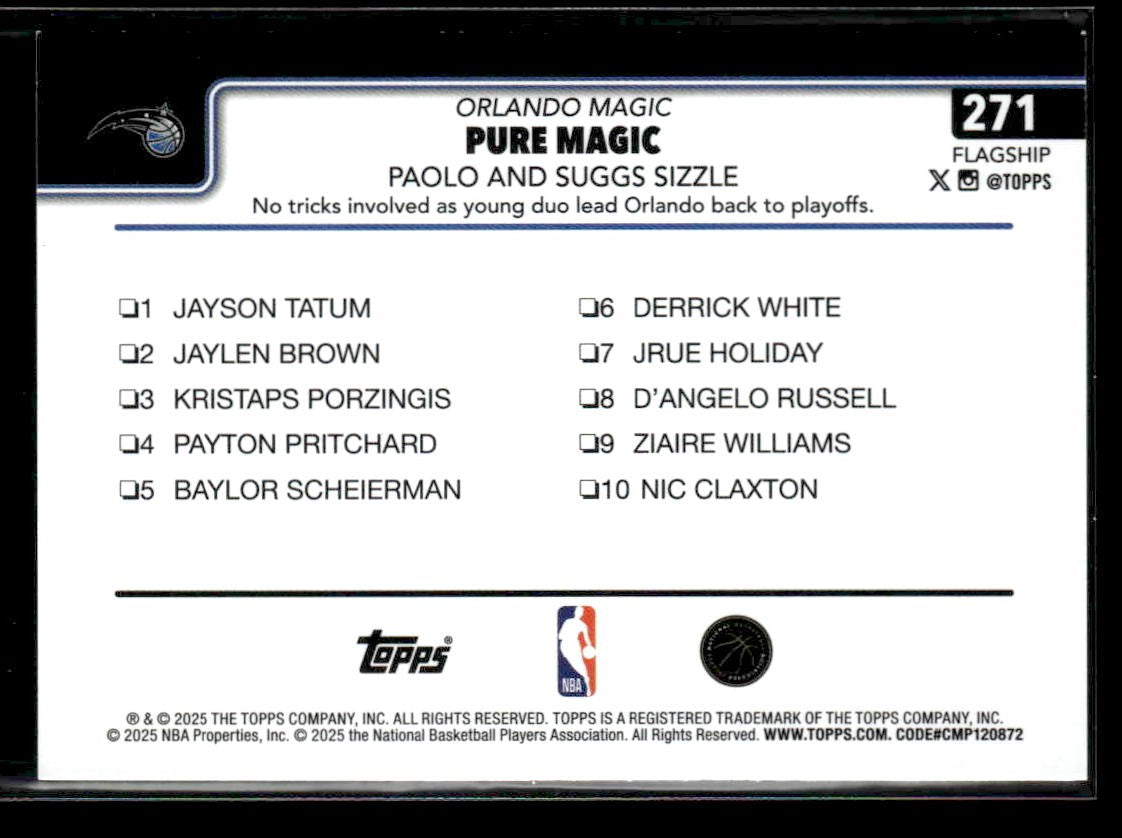 2025-26 Topps #271 Pure Magic, Paolo and Suggs Sizzle