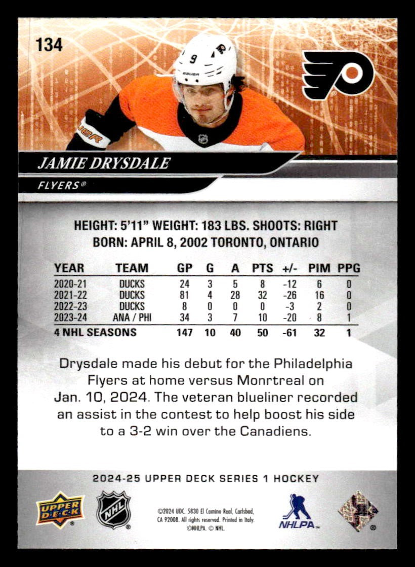 2024-25 Upper Deck #134 Jamie Drysdale