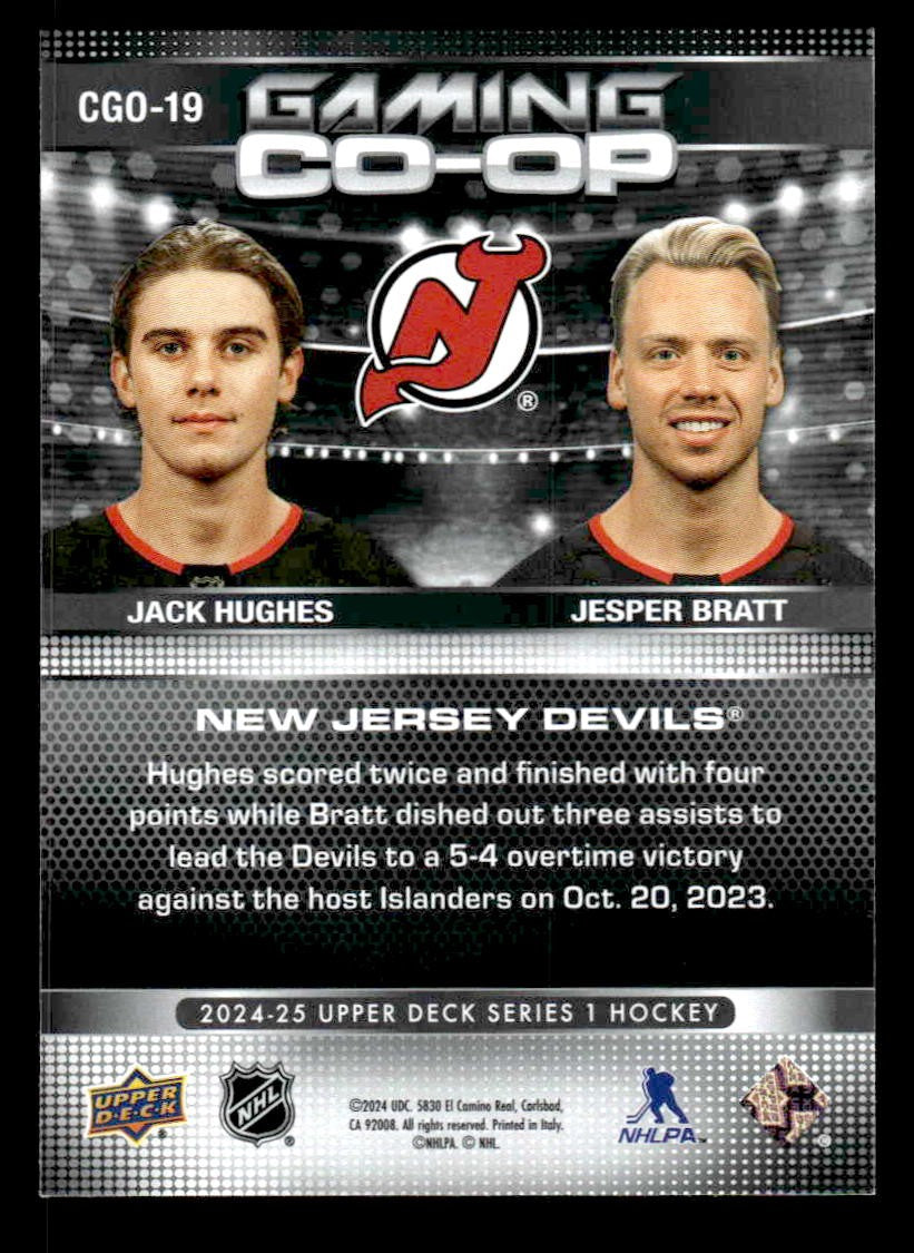 2024-25 Upper Deck #CGO-19 Jack Hughes / Jesper Bratt Gaming Co-Op
