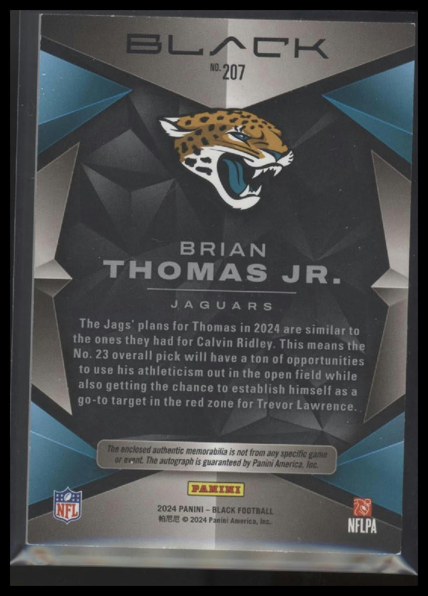 2024 Panini Black #207 Brian Thomas Jr. Gold - Nike Swoosh - Silver Ink #02/10