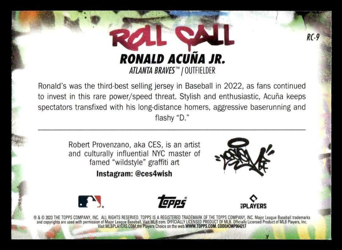 2023 Topps Big League #RC-9 Ronald Acuña Jr. Roll Call Wildstyle Edition