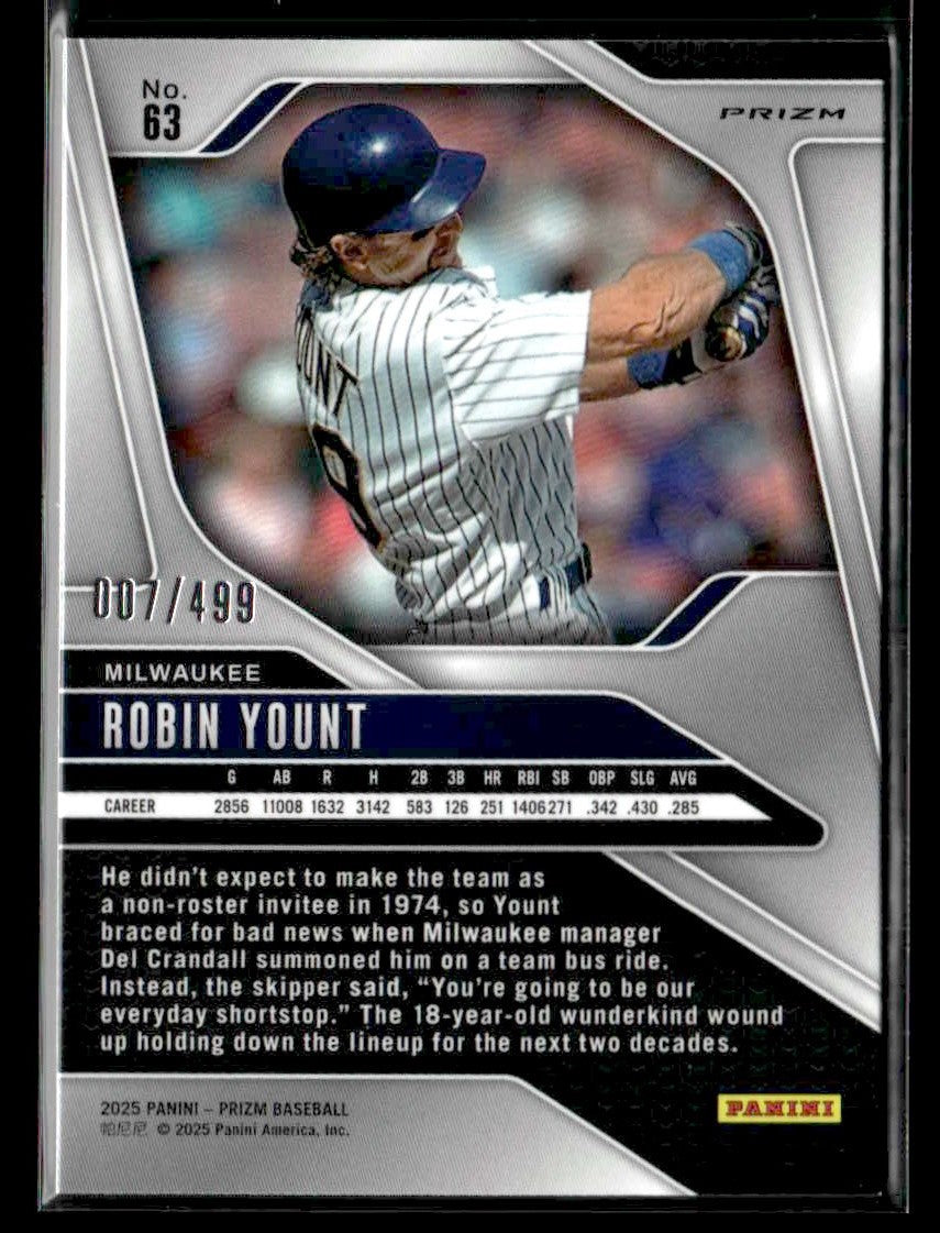 2025 Panini Prizm #63 Robin Yount Pulsar Prizm #/499