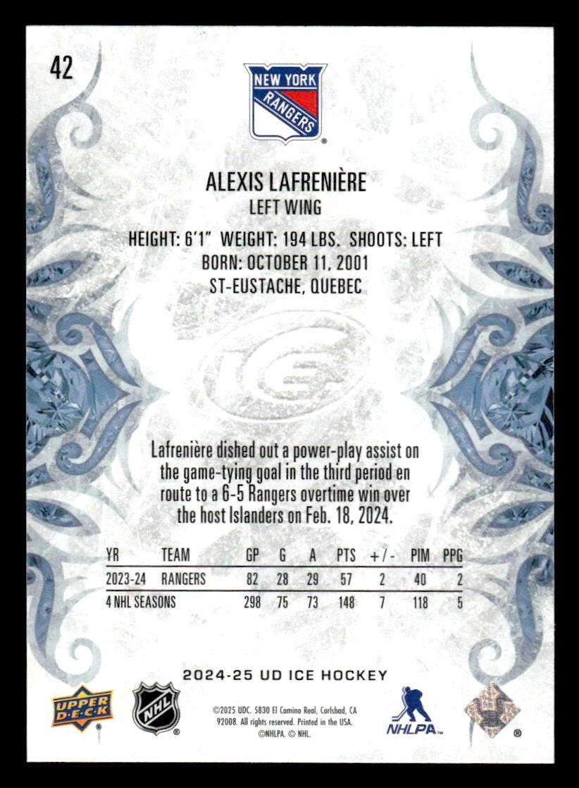 2024-25 Upper Deck Ice #42 Alexis Lafreniere