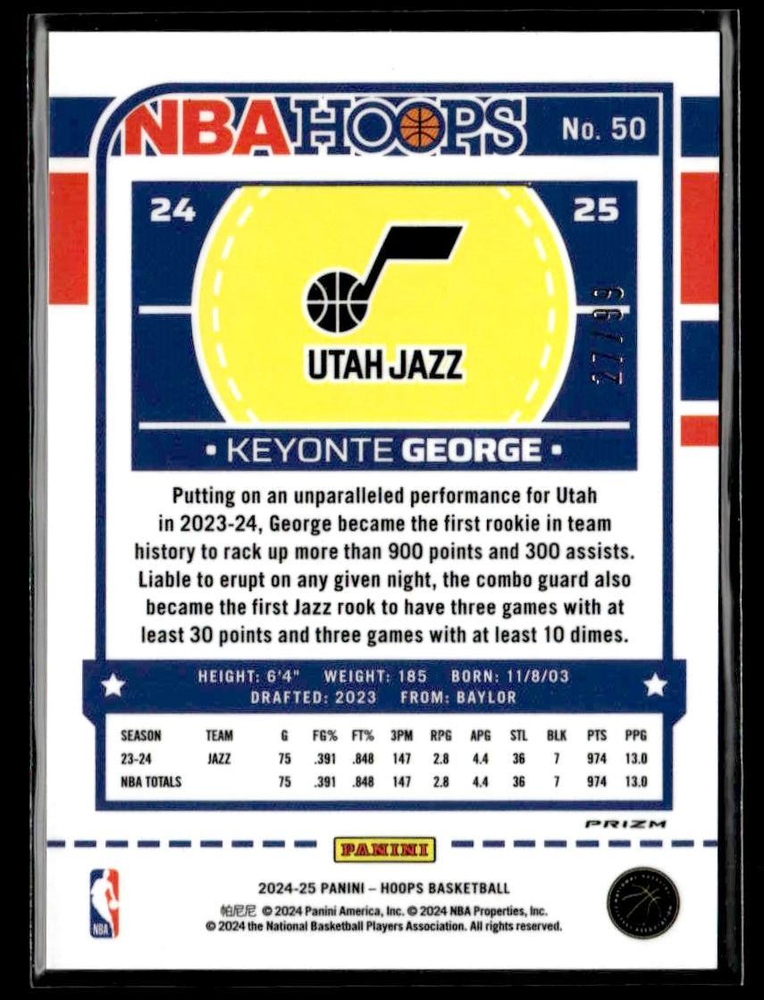 2024-25 Hoops #50 Keyonte George Premium Prizms Red #/99