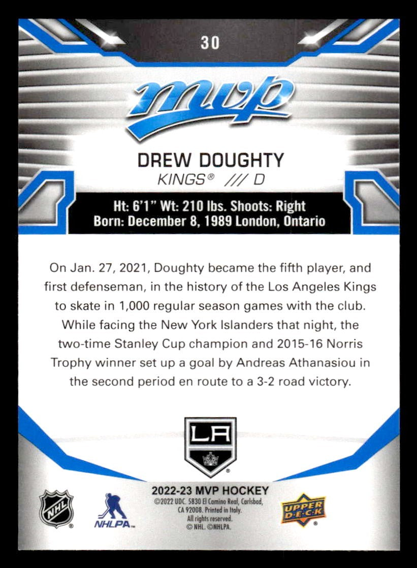 2022-23 Upper Deck MVP #30 Drew Doughty Blue Script