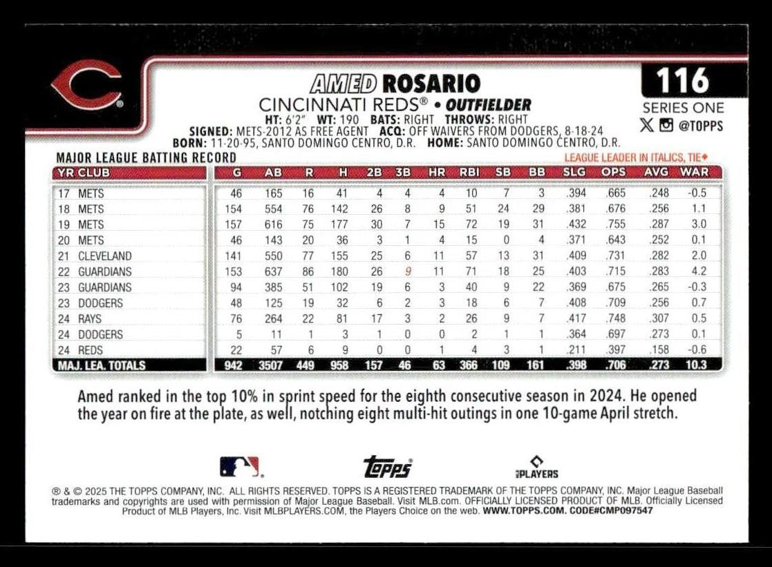 2025 Topps #116 Amed Rosario