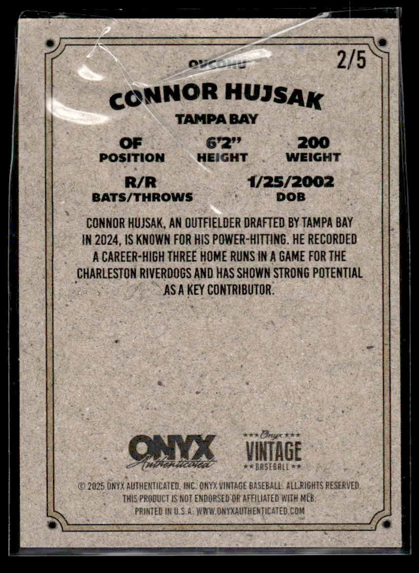 2025 Onyx Vintage #OVCOHU Connor Hujsak Teal Bordered #/5