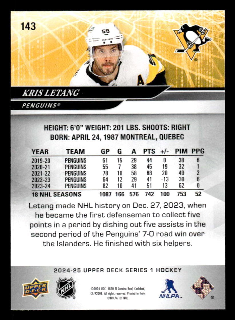 2024-25 Upper Deck #143 Kris Letang