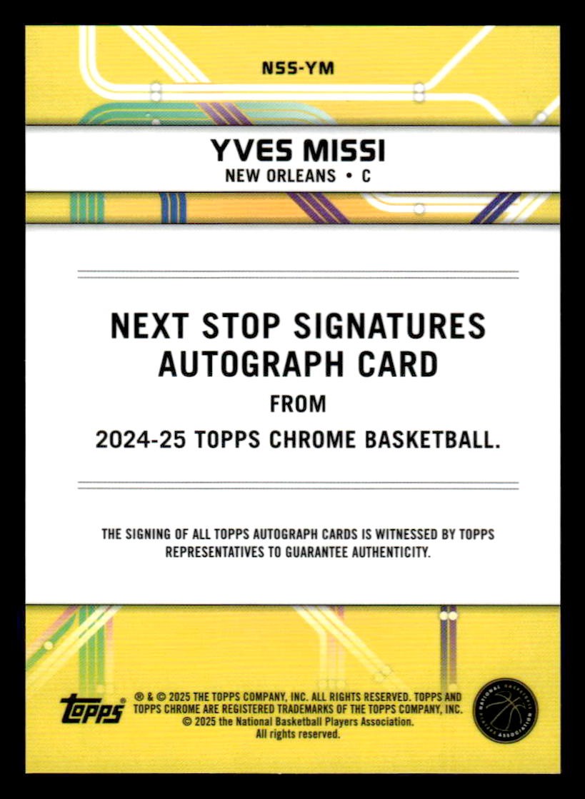 2024-25 Topps Chrome #NSS-YM Yves Missi Next Stop Signatures