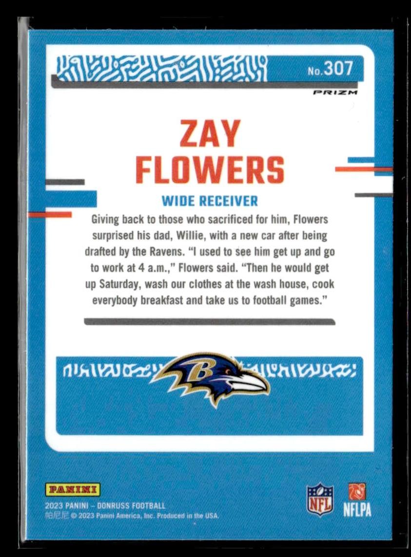 2023 Donruss #307 Zay Flowers Optic Rated Rookie Preview Holo Prizm