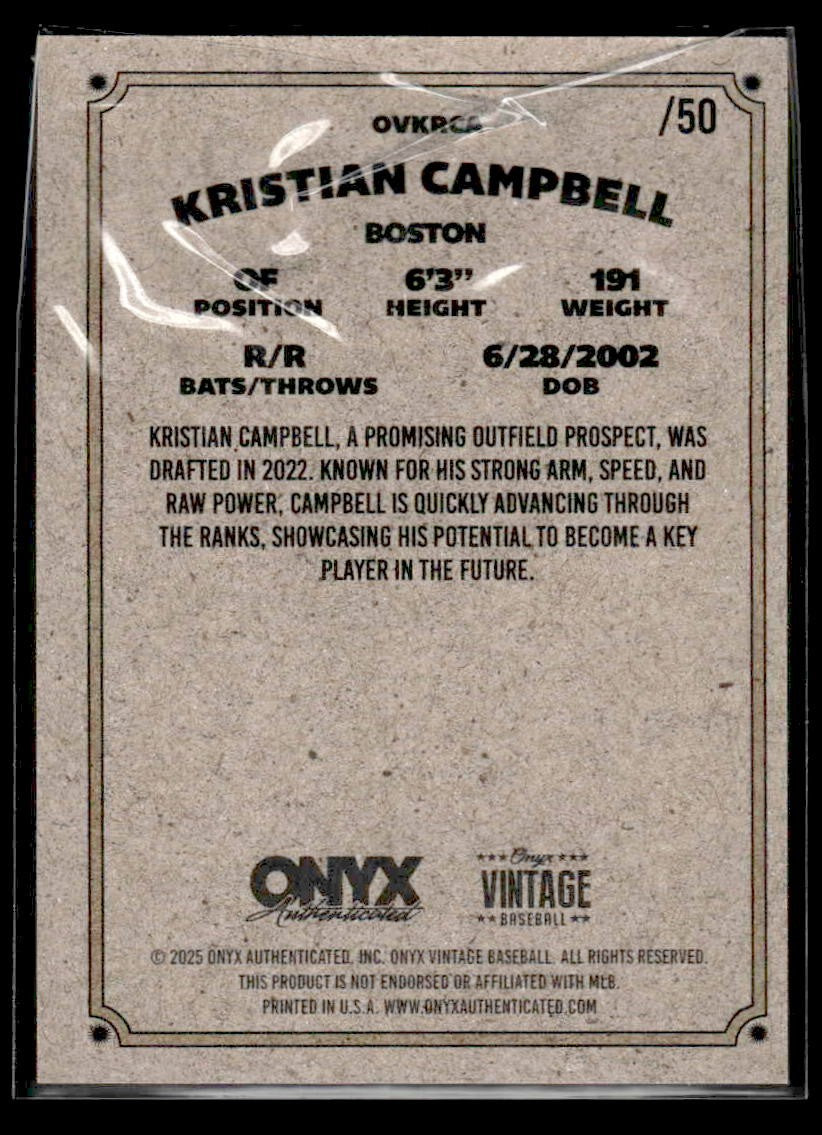 2025 Onyx Vintage #OVKRCA Kristian Campbell Orange Bordered #/50